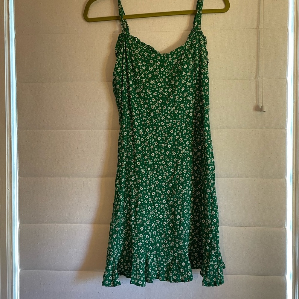 Green floral mini dress